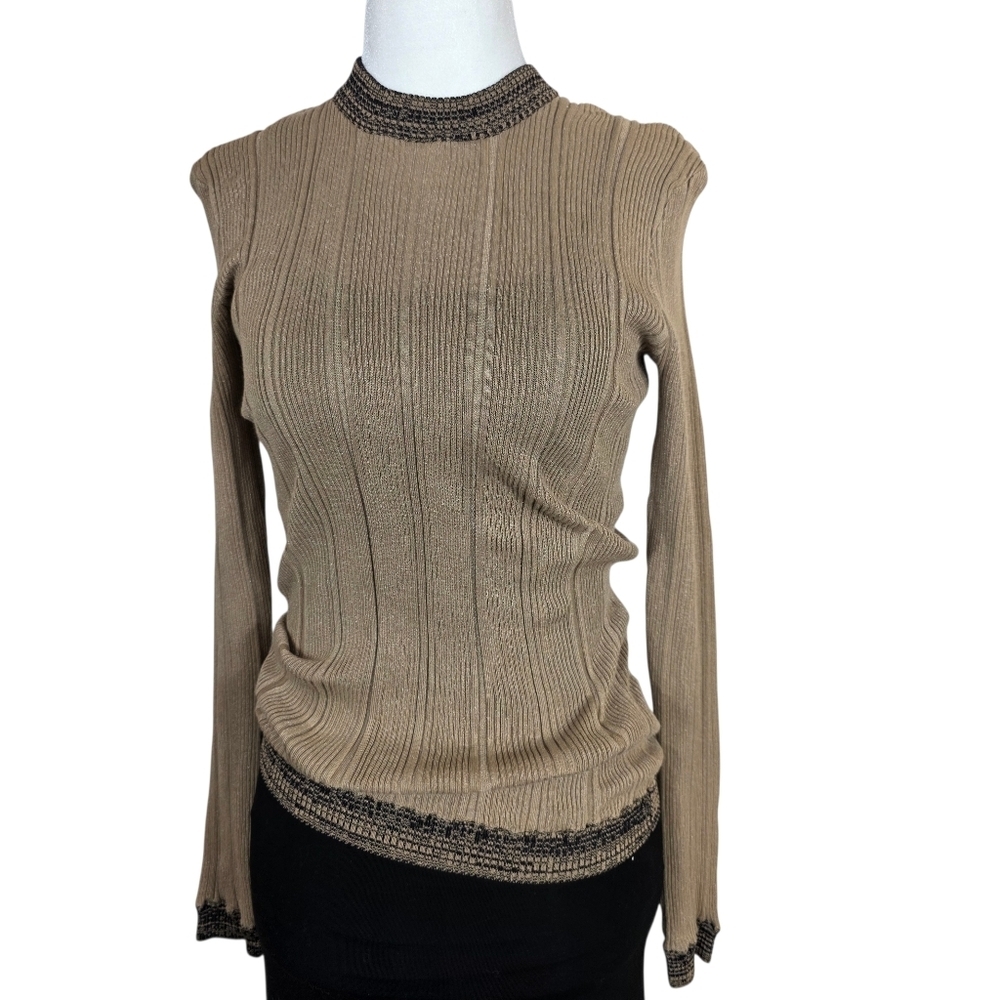 Ganni knit Tan Ribbed Long Sleeve Sweater